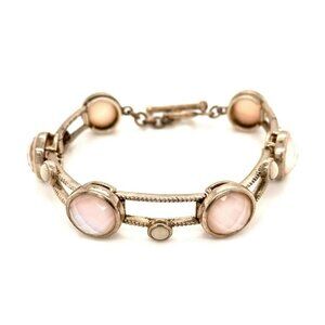 DSGR WK Sterling Silver, Mother of Pearl 7 ½" Checkerboard Cut Toggle Bracelet